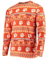 Men's Orange Clemson Tigers Ugly Sweater Knit Long Sleeve Top and Pant Set