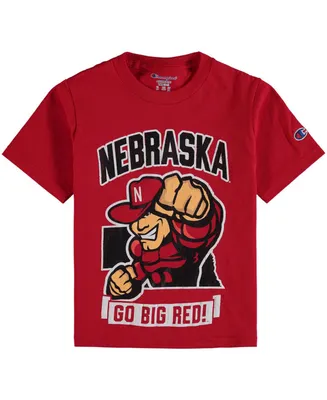 Big Boys and Girls Scarlet Nebraska Huskers Strong Mascot T-shirt
