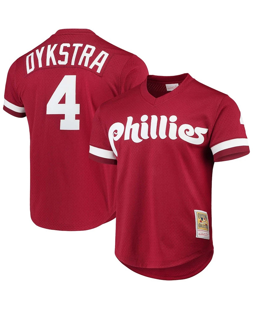 Men's Lenny Dykstra Philadelphia Phillies Cooperstown Collection Mesh Batting Practice Jersey - Scarlet