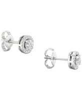 2-Pc. Set Diamond Halo Pendant Necklace & Matching Stud Earrings (5/8 ct. t.w.) in 14k White Gold