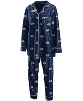 Women's Navy Nashville Predators Long Sleeve Button-Up Shirt Pants Sleep Set