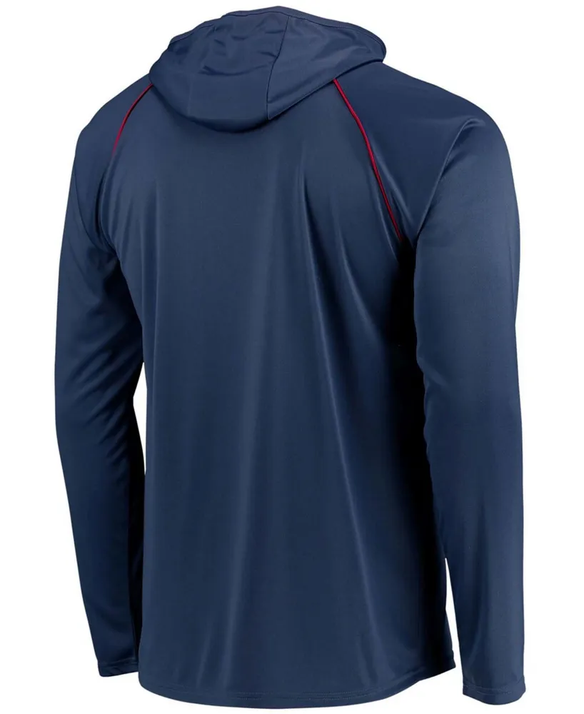 Men's Navy New England Patriots Raglan Long Sleeve Hoodie T-shirt