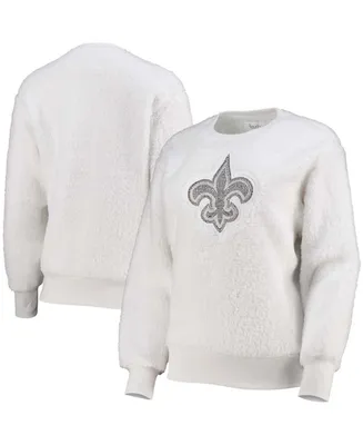 Women's White New Orleans Saints Milestone Tracker Pullover Sweatshirt