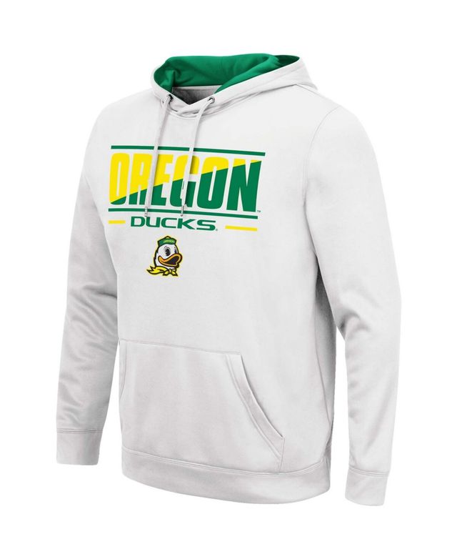 Men's White Oregon Ducks Slash Stack 2.0 Pullover Hoodie