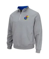 Men's Heathered Gray Kansas Jayhawks Tortugas Team Logo Quarter-Zip Jacket