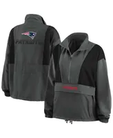 Women's Charcoal New England Patriots Popover Packable Half-Zip Jacket
