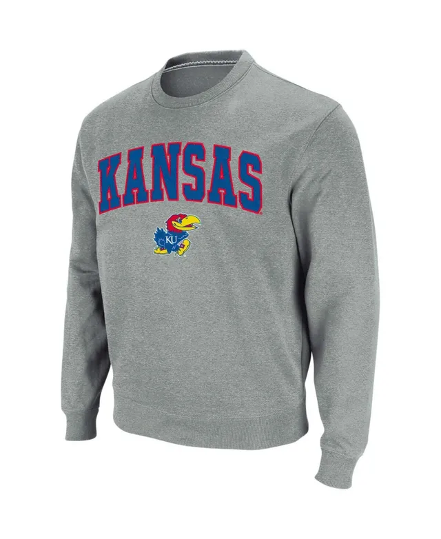 Men's Colosseum Royal Kansas Jayhawks Arch & Logo Crew Neck Sweatshirt