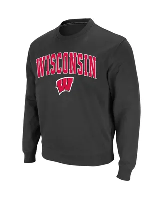 Men's Charcoal Wisconsin Badgers Arch Logo Crew Neck Sweatshirt