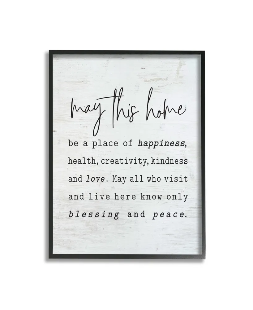 Stupell Industries May This Home Family Inspirational Word on Wood Texture Design Black Framed Giclee Texturized Art, 16" x 20" - Multi