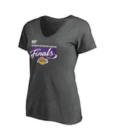 Women's Heather Charcoal Los Angeles Lakers 2020 Western Conference Champions Locker Room Plus V-Neck T-Shirt