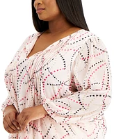 Tommy Hilfiger Plus Size Printed Pintucked Top