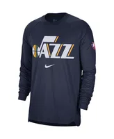 Men's Nike Navy Utah Jazz 75th Anniversary Pregame Shooting Performance Raglan Long Sleeve T-shirt