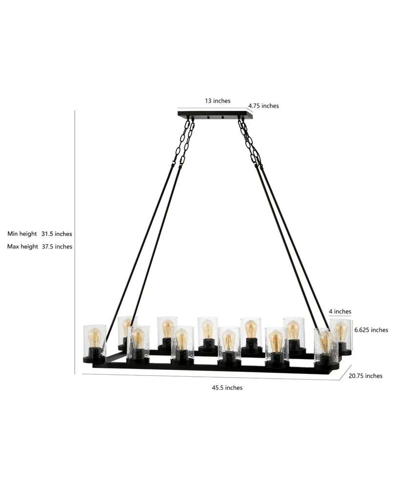 Athos 12-Light Seeded Rustic Farmhouse Linear Led Chandelier