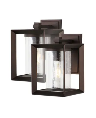 Vaughn 1-Light Modern Rustic Cube Led Outdoor Lantern Set of 2