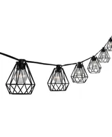 10-Light Indoor and Outdoor Contemporary Transitional Incandescent G40 Diamond Cage String Lights