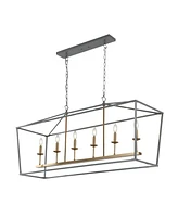 Pagoda Linear 6-Bulb Classic Traditional Led Pendant