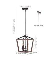 Oria 3-Light Iron Farmhouse Industrial Lantern Led Pendant