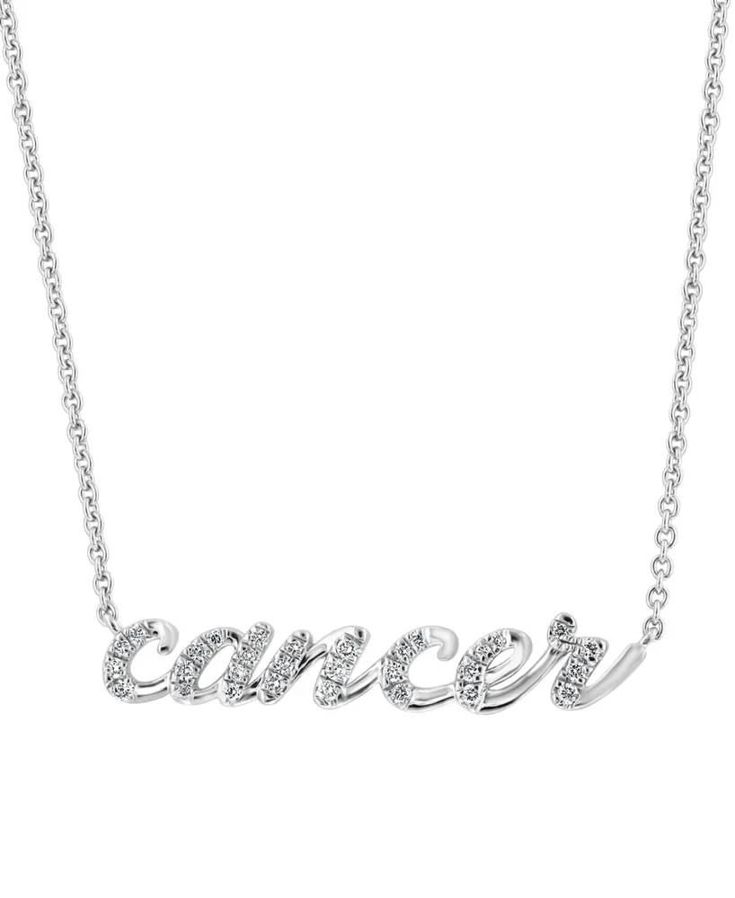 Effy Diamond Zodiac Cancer 18" Pendant Necklace (1/10 ct. t.w.) in Sterling Silver