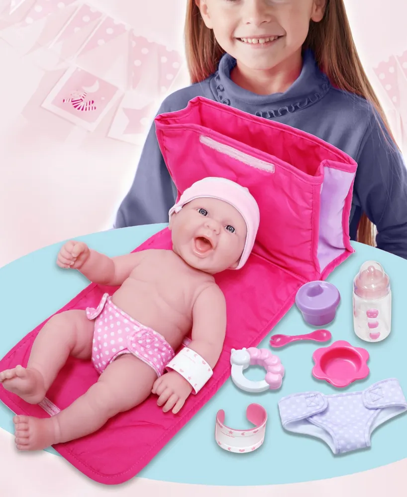 La Newborn 13" Smiling Baby Doll 10 Pcs Diaper Bag Gift Set - Diaper Bag Set