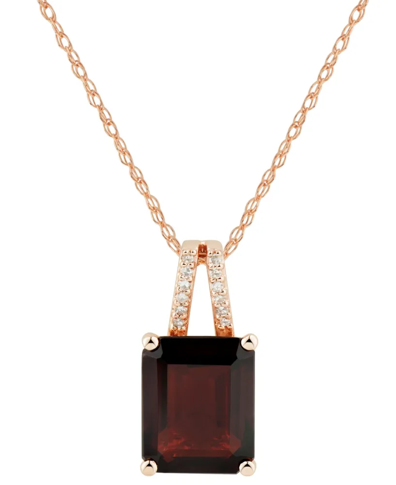 Garnet (3-3/4 ct. t.w.) & Diamond Accent 18" Pendant Necklace in 14k Rose Gold