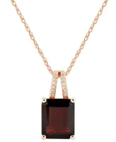 Garnet (3-3/4 ct. t.w.) & Diamond Accent 18" Pendant Necklace in 14k Rose Gold