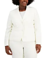 Le Suit Plus Button-Front Side-Zip Pantsuit