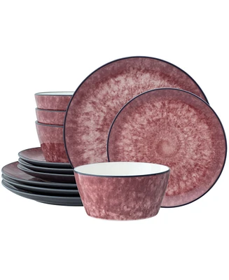 Noritake Colorkraft Essence Garnet 12 Piece Dinnerware Set, Service for 4