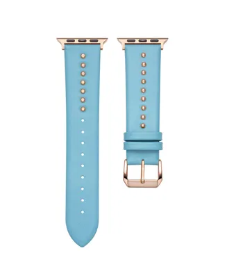 Posh Tech Skyler Teal Genuine Leather and Stud Band for Apple Watch