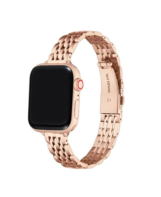 Posh Tech Rainey Skinny Rose Gold Plated Stainless Steel Alloy Link Band for Apple Watch, 38mm-40mm
