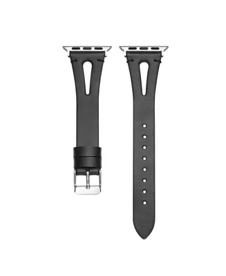 Posh Tech Sage Black Genuine Leather Band for Apple Watch, 42mm-44mm