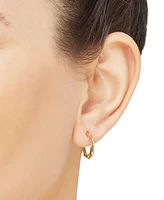 Paperclip Link Small Hoop Earrings in 10k Gold (15mm)