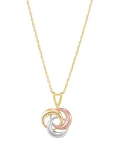 Tricolor Love Knot 18" Pendant Necklace in 10k Yellow, White & Rose Gold