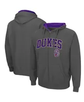 Men's Charcoal James Madison Dukes Arch Logo 3.0 Full-Zip Hoodie