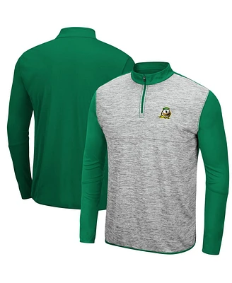 Men's Heathered Gray, Green Oregon Ducks Prospect Quarter-Zip Jacket