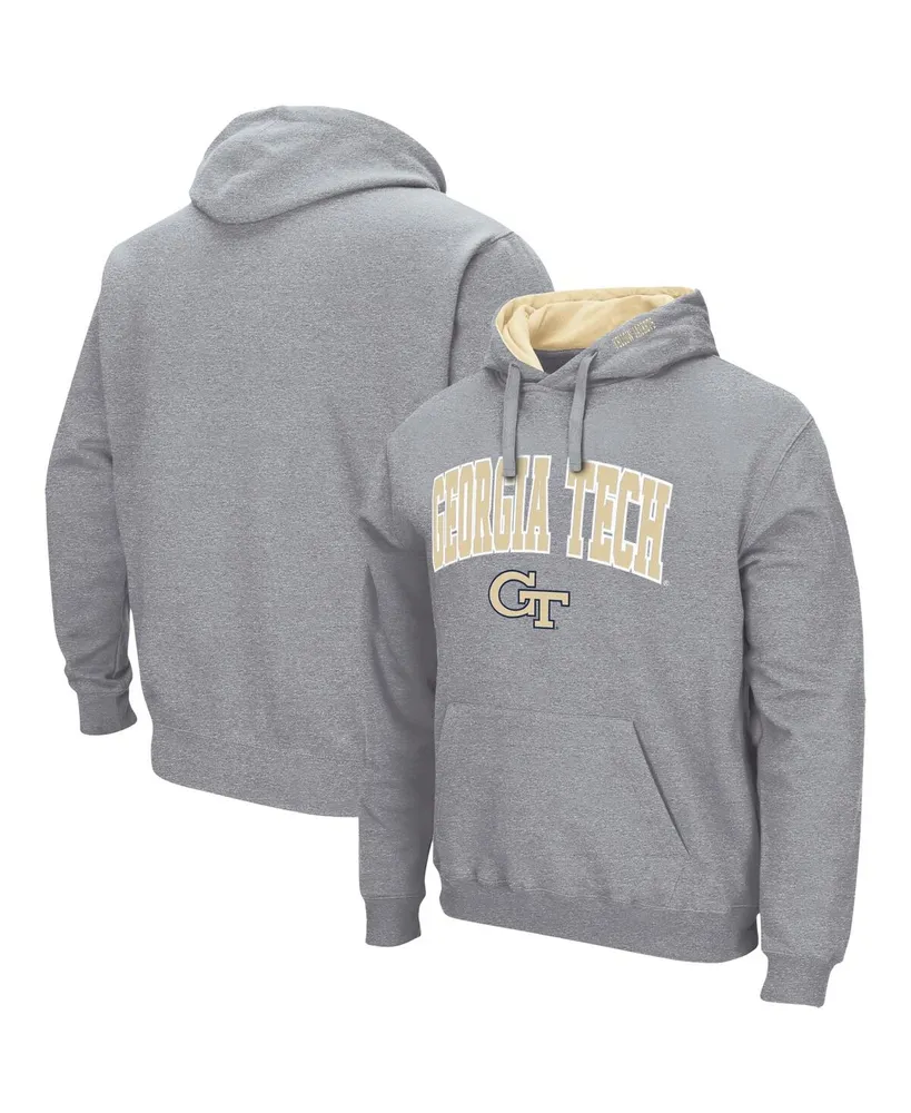 Men's Heathered Gray Ga Tech Yellow Jackets Arch Logo 3.0 Pullover Hoodie