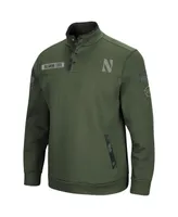 Men's Olive Northwestern Wildcats Oht Military-Inspired Appreciation Digital Camo Quarter-Snap Jacket