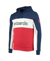 Men's Navy, White Washington Wizards Wordmark Colorblock Fleece Pullover Hoodie