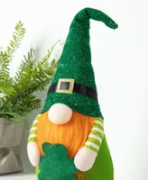 Glitzhome 28.25" Fabric St. Patrick's Gnome Shelf Sitter with Dangling Legs