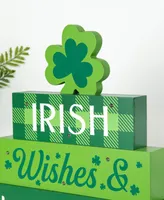 Glitzhome 11.5" Lighted St. Patrick's Wooden Block Table Sign