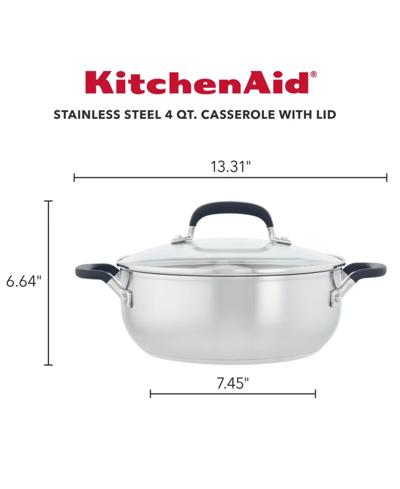 KitchenAid Stainless Steel 4 Quart Induction Casserole with Lid
