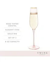 Twine Rose Crystal Champagne Flute Set