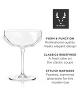 Viski Raye Faceted Crystal Coupe, Set of 2, 7 Oz