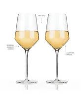 Viski Raye Angled Crystal Chardonnay Wine Glasses, Set of 2, 13 Oz