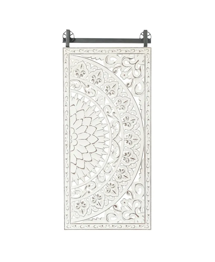 Luxen Home Set of 2 Decorative Carved Floral-Patterned Mdf Wall Panel - Off