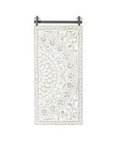 Luxen Home Set of 2 Decorative Carved Floral-Patterned Mdf Wall Panel - Off