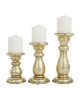 Wood French Country Candle Holder, Set of 3 - Gold