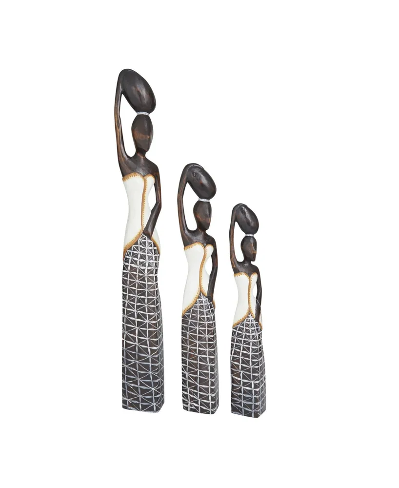 Albizia Bohemian Sculpture, Set of 3 - Gold