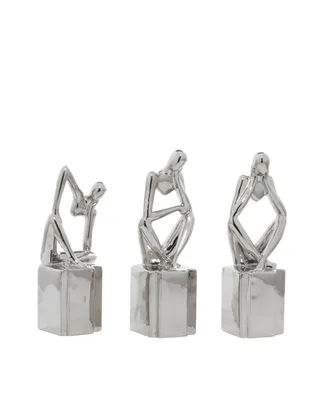 CosmoLiving by Cosmopolitan Ceramic Sculpture, Set of 3 - Silver
