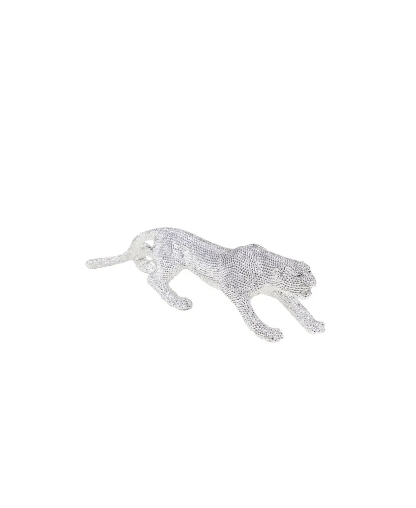 Glam Leopard Sculpture, 6" x 23" - Silver