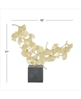 CosmoLiving by Cosmopolitan Polyresin Contemporary Gingko Leaf Sculpture, 17" x 18" - Gold